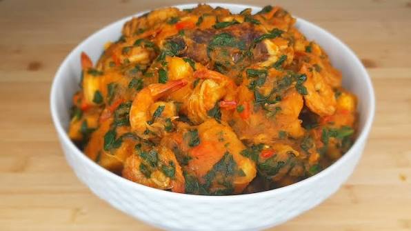 Yam Porridge with Vegetable Sauce